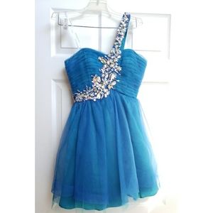 Masquerade Women Juniors Blue Prom Homecoming Dress Sz 1/2 S